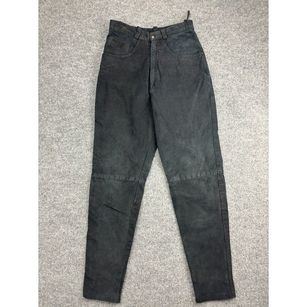 Vintage‎ Dalmys Canadian Suede Leather Pants Women's 5 Black Lined High Waisted